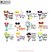 Disney Wine Glass Svg, Bundle, Disney Princess Wine Glass Svg, Princess Wine Glass Svg, Princess Svg, Disney Svg, Cricut File, Clipart, Svg, Png, Eps, Dxf