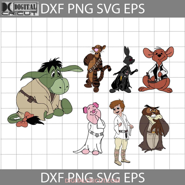 Star Wars Inspired Winnie The Pooh Svg Bundle Cartoon Cricut File Clipart Png Eps Dxf