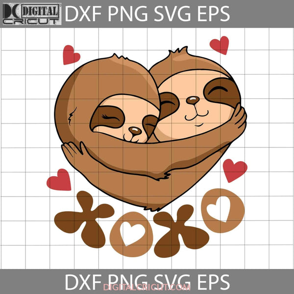 Xoxo Sloth Svg Valentine Lovers Valentines Day Cricut File Clipart Png Eps Dxf