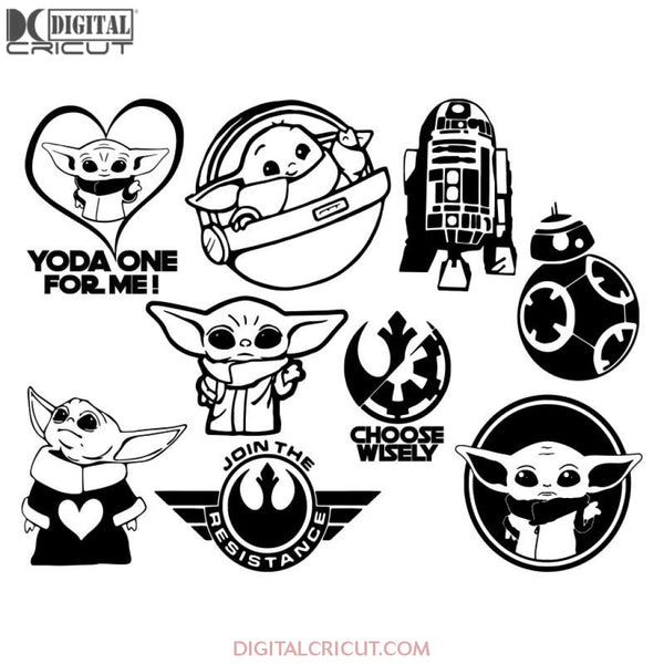 Yoda Baby Bundle Svg Files For Silhouette Cricut Dxf Eps Png Instant Download